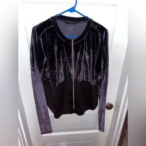 Puma Black Velvet Bomber Jacket with Zip